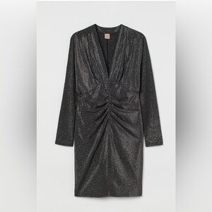 H&M Ladies Black Evening Sparkle
Ruched Front Dress Size Medium New
With Tags